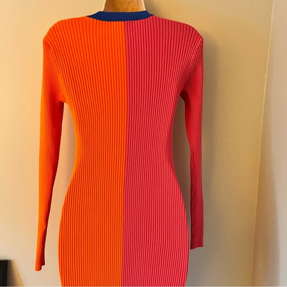 Staud x Birkenstock Pink and Orange Shoko Long Sleeve Midi Dress Medium - Picture 10 of 16